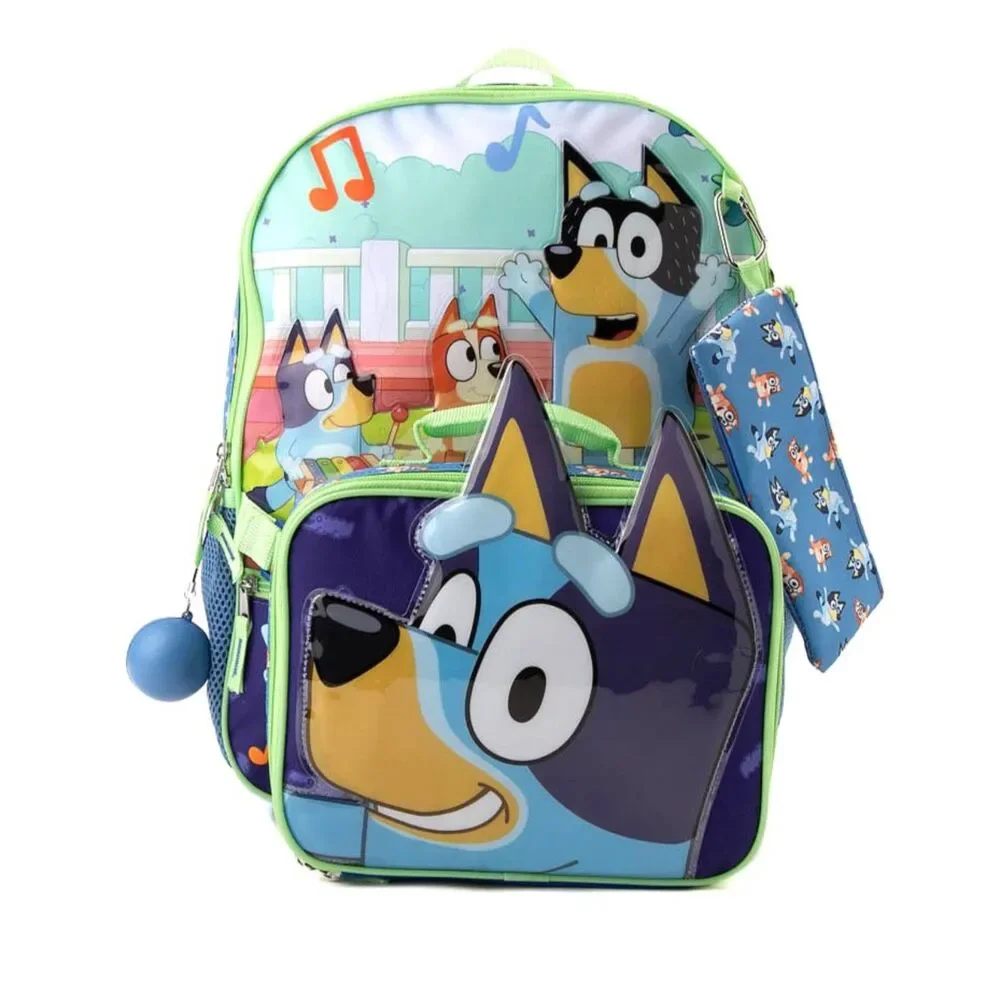 Bluey Backpack Five Piece Set with Insulated Lunch Box and Gadget Case NWT